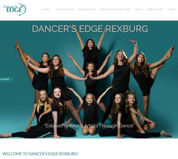 screenshot of Dancers Edge Rexburg home page