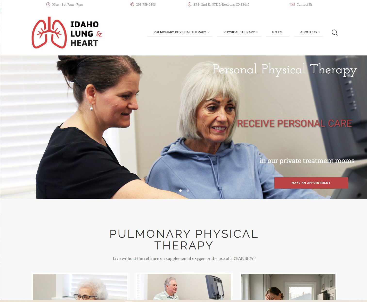 screenshot of Idaho Lung & Heart PT home page